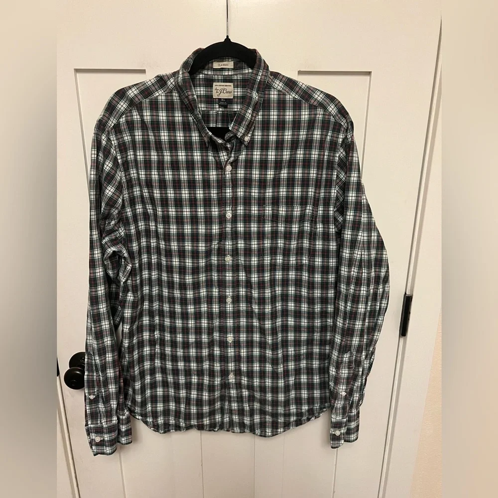 J. Crew XL Red Green Blue Plaid Classic Fit Long Sleeve Button Down Shirt